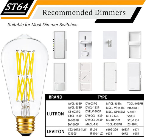 16W Dimmable ST64 Led Bulbs 5000K Daylight White Light Bulbs with 90+ Cri, E26 Base,Clear Glass,1920 lumen,Pack of 4...