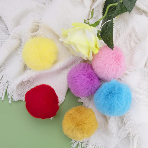 BQTQ 26 Pieces Faux Rabbit Fur Pom Pom Balls with Elastic Loop DIY Fluffy Pom Pom for Hats Beanie Shoes Scarves Gloves Bags Accessories(13 Colors,...