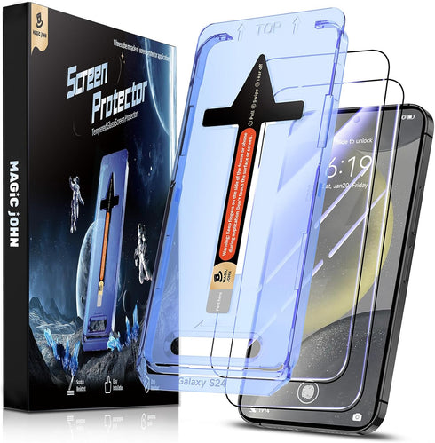 MAGIC JOHN 2 Pack for Samsung Galaxy S24 Tempered Glass Screen Protector, Auto Dust-Elimination Installation, Bubble Free, HD Clear, Easy Installa...