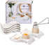 Egg Cups for Soft Boiled Eggs, Ceramic Egg Cup, Soft Boiled Egg Holder 6 + 1 Egg Topper Cutter for Decor/Breakfast/Brunch...