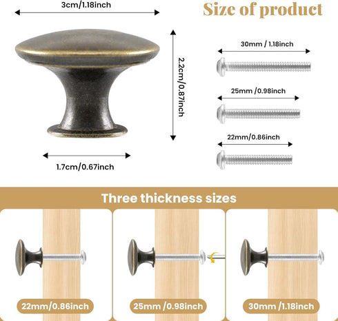 4X Oil Rubbed Cabinet Knobs Antique Bronze Cabinet Hardware Round Vintage Dresser Door Knob Pull Handles 30mm/1.18in for Closet Chest Bathroom Kit...