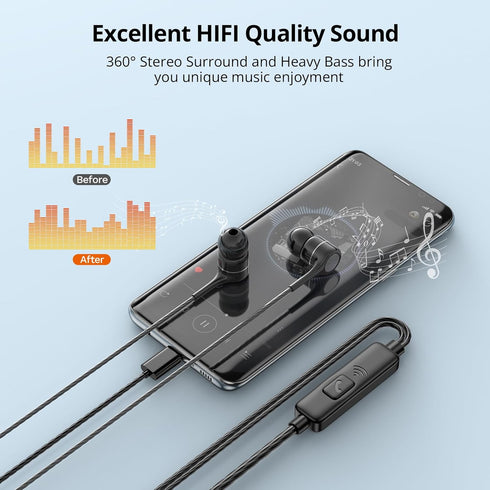 USB C Earbuds with Microphone 5 Pack, Wired Headphones with Noise Isolating, Type C Earphone Heavy Bass Stereo in-Ear Headsets Compatible with iPa...