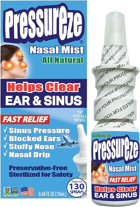 Nasal Spray - Natural, Preservative-Free, Sterile - Fast Relief Nasal Spray - for Symptoms of Sinus Congestion - Blocked Ears - Snoring | 130 Spra...