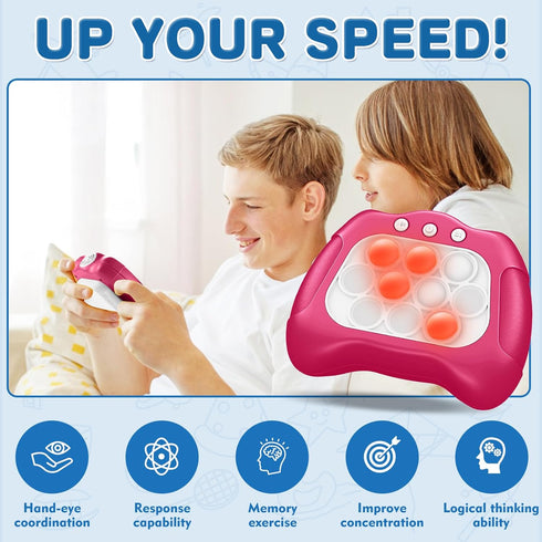 Quick Push Bubble Game for Kids 3+, Electronic Quick Push Game Console, 4 Modes Push Pop Game Christmas Birthday Gifts for Boys Girls Adults, Ligh...
