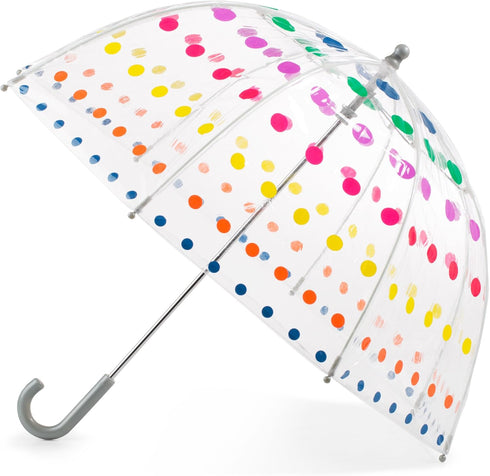 totes Kids Clear Bubble Umbrella with Dome Canopy, Lightweight Design, Wind and Rain Protection Umbrella, Dots, Kids - 38" Canopy...