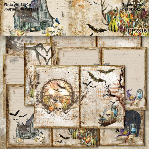 A5 size Happy Halloween Theme Dot Scrapbook, DIY Album Scrapbook Paper,Greeting Card Making Background Paper Craft Supplies Painting Decoration Tr...