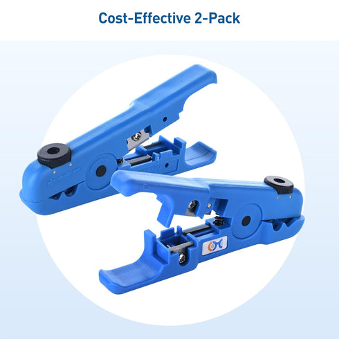 Cable Matters 2-Pack Wire Strippers/Cable Stripper in Blue, 8-16 AWG, Max 0.3 Inches/7.6mm OD Support, Adjustable Blade, Precision Cable Stripper ...