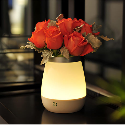 Vase Lamp Table Lamp USB Charge Flower Lamp Vase Table Lamp Dimmable Bedside Lamp Frosted Shade with Wood Base for Bedroom Living Room Office Desk...