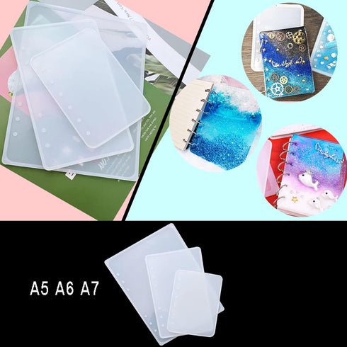 Markeny 3 Pieces Notebook Cover Resin Casting Molds for A5 A6 A7 for Notebook Epoxy Resin DIY...