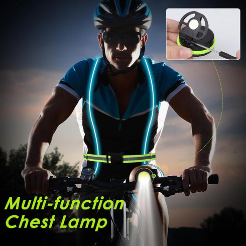 LED Reflective Vest With Front Light,Multi-Color High Visibility Reflective Running Vest, for Running or Cycling USB Charging Running Gear, Adjust...