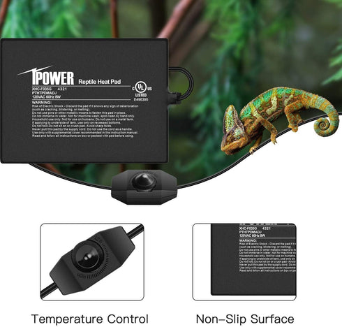 iPower 6 by 8-Inch Reptile Heat Mat with Temperature Adjustable Controller Knob, LCD Digital Aquarium Thermometer, Under Tank Warmer Terrarium Hea...