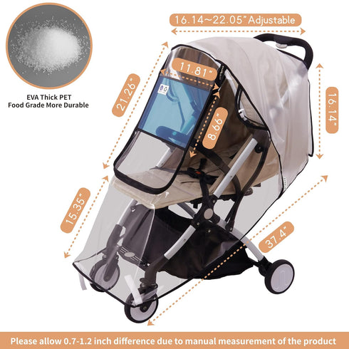 Bemece Stroller Rain Cover, Universal Stroller Accessory, Baby Travel Weather Shield, Windproof and Waterproof, Protect from Dust and Snow...
