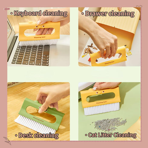 Desktop Broom Small Dustpan Broom Set Cartoon Broom with Trash Can Window Sill Cleaning Broom Cute Whisk Broom for Home Desktop Sofa (Yellow,6.69X...