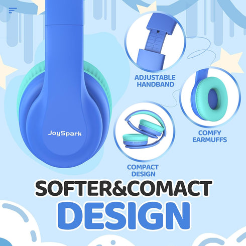 JoySpark Kids Bluetooth Headphones, Lightweight Kids Wireless Headphones for Kids, 85/94dB Volume Limited, 60 Hours Playtime, Bluetooth 5.3, Over-...