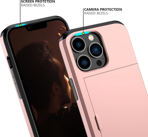 Nvollnoe for iPhone 13 Pro Case with Card Holder Heavy Duty Protective Dual Layer Shockproof Hidden Card Slot Slim Wallet Case for iPhone 13 Pro f...