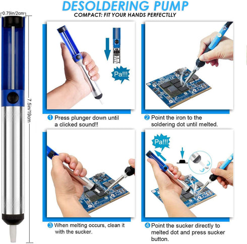 Soldering Iron Kit Electronics, 60W Adjustable Temperature Welding Tool, 5pcs Soldering Tips, Desoldering Pump, Soldering Iron Stand, Tweezers...