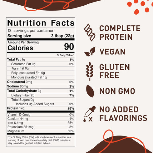 Hemp Vegan Protein Powder for Heart and Brain Health, Easy to Digest Chocolate Powder Drink with Plant Protein for Muscle Building and Recovery, 9...