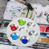 NUOBESTY 2pcs Paint Palettes Metal 6 Well Semicircle Professional Watercolor Oil Palette Painting Tray Artist Craft Palettes...