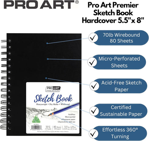 Pro-Art Sketch Book 5.5"X8", 80 Sheets...