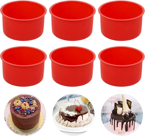 4 Inch Silicone Mini Cake Molds, Round Baking Pan Non-Stick Silicone Baking Molds Bakeware Pan Reusable Cake Pans for Muffin, Cupcake, Layer Cake,...