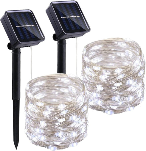 Solar String Lights Outdoor 2 Pack 33FT 100LED Copper Wire Fairy Light Waterproof Decoration for Wedding Party Terrace Yard Tree Garden Patio Chri...