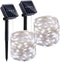 Solar String Lights Outdoor 2 Pack 33FT 100LED Copper Wire Fairy Light Waterproof Decoration for Wedding Party Terrace Yard Tree Garden Patio Chri...