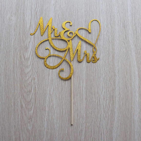 Gold Glitter Mr & Mrs Cake Topper - Wedding, Engagement, Wedding Anniversary Cake Toppers Decorations...