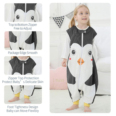 MICHLEY Toddler Sleeping Sack with Feet Newborn Infant Sleeveless Sleeping Bag 2-Way Zipper Baby Wearable Blanket for Walkers,Penguin,3-5T...