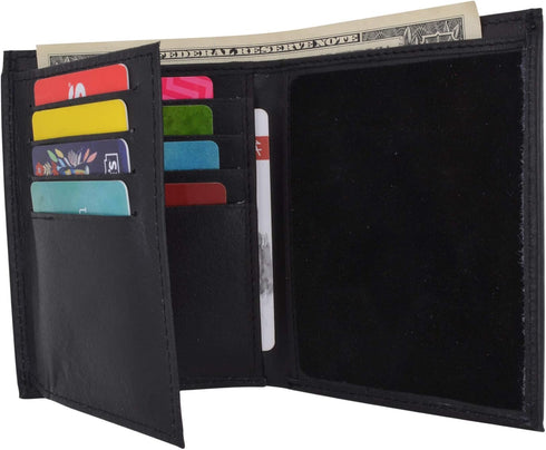 Marshal 100% Genuine Leather Bi-fold Badge Holder Black #2517TA...