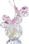 H&D HYALINE & DORA Pink Crystal Cut Double Butterfly Collectible Gift, Handmade Art Glass Animal Figurine, Gift Boxed...