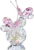 H&D HYALINE & DORA Pink Crystal Cut Double Butterfly Collectible Gift, Handmade Art Glass Animal Figurine, Gift Boxed...