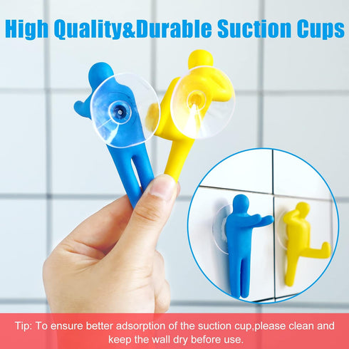 8 Pieces Shower Toothbrush Holder Suction Cup Hooks Toothbrush Holder Colorful People Design Wall Mounted Suction Hook for Bathroom Razor Utility...