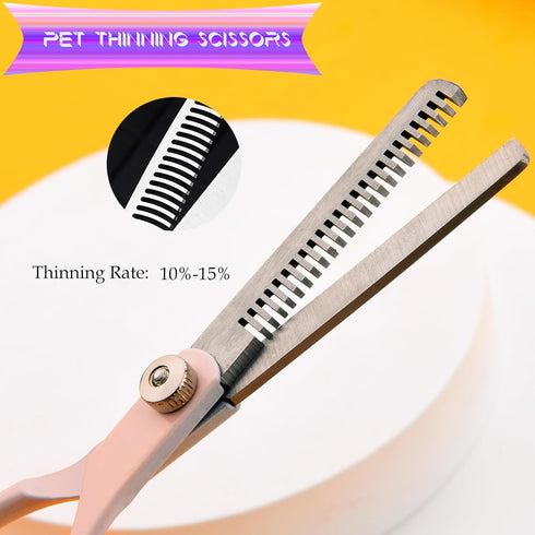 Dog Grooming Scissors Kit, Fcysy Professional Dog Trimming Scissors Set, Hair Cutting Scissors for Pet Dog Cat Grooming at Home, Curved Dog Scisso...