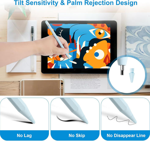 Stylus Pen for iPad 9th&10th Generation,Pencil with Palm Rejection Apple Pencil for (2018-2023) iPad Pro11&12.9 inch, iPad Air 3/4/5,iPad 6-10,iPa...