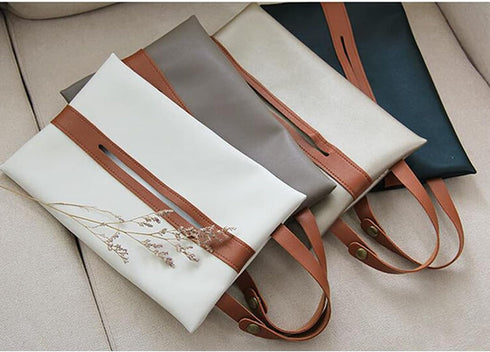 Tissues Box PU Leather Facial Paper Storage Case Rectangular Organizer Holder Decor with Hanging Strip for Kitchen Restaurant Countertops Bedroom ...