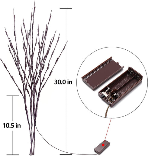 Lights Twig - 60 LED Waterproof & Battery Operated Branch Lights for Vases, Magical Light Up Twigs for Create Christmas Ambience and Lighting Up D...