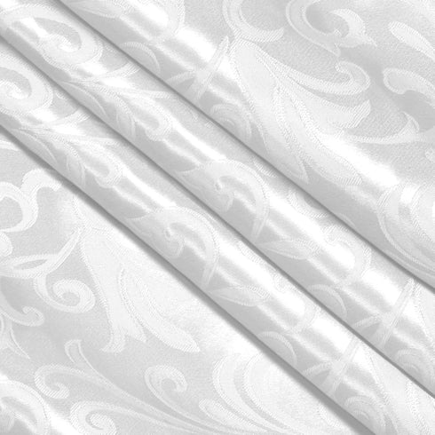 Damask Jacquard Satin Fabric by The Yard, 60 Inch Wide White Satin Fabric Shiny Cloth Fabric, Silky Brocade Fabric for Bridal Dress, Wedding Decor...