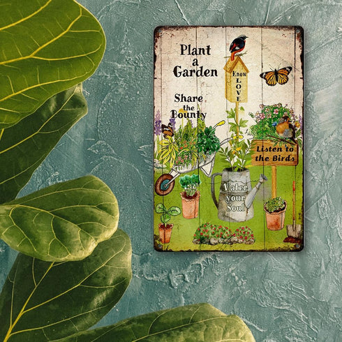 Garden Sign Garden Decor Retro Metal Garden Signs Plant A Garden Sign Outdoor Garden Art Wall Decor Funny Garden Signs Courtyard Rustic Garden Dec...