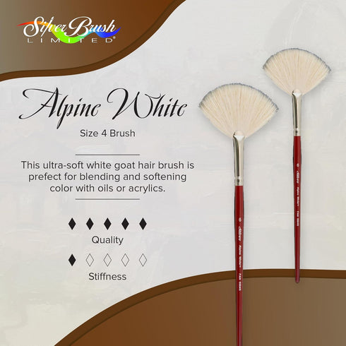 Silver Brush Limited 5504S-6 Alpine White Goat Hair Brush, Oil, Acrylic, and Watercolor Brush, Size 6, Short Handle...