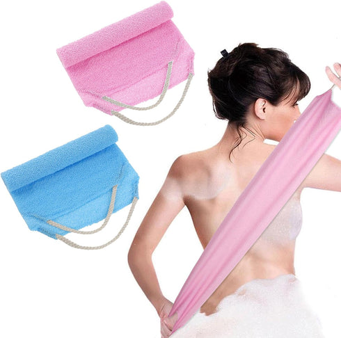 2Pcs Back Scrubber Body Bath Pull Strap Scrubber with Handles Nylon Exfoliating Washcloth Extended Length Washers Stretchable Shower Scrubber for ...