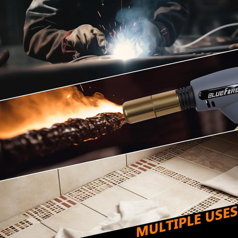 BLUEFIRE Handy Cyclone Torch Head Portable Brass Gas Torch Trigger Start Self-Ignition Nozzle Torch Fuel by MAPP MAP PRO Propane Gas Cylinder for ...