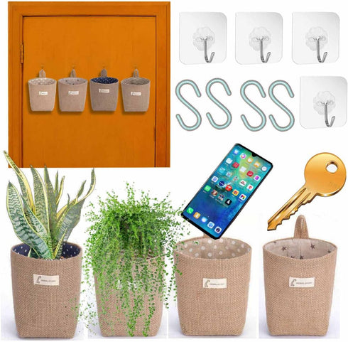 4 PCS Storage Basket,Wall Hanging Storage Bag,Small Hanging Baskets Wall,Hanging Pocket,Hanging Wall Storage,Wall Basket Storage,Baskets Hanging o...