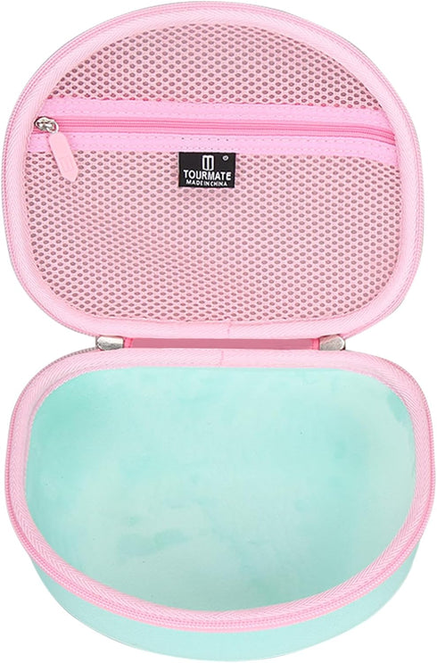 Hard Travel Case for Riwbox CT-7 CT-7S / iClever HS01 / FosPower Cat Ear LED Light Kids Wireless Headphones, Protective Carrying Storage Bag (Pink...