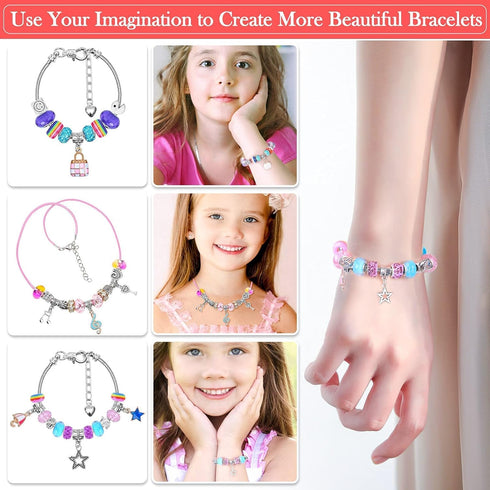 Mckanti 150 Pieces Charm Bracelet Making Kit for Girls, Charm Bracelets Jewelry Making Kit with Beads Bracelets Charms Necklace DIY Crafts Gifts S...