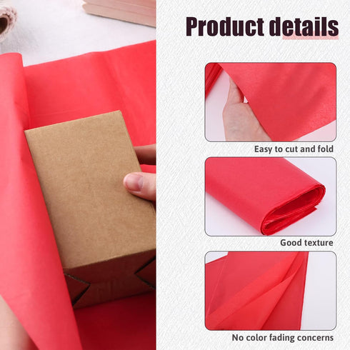 Shindel 120 Sheets Red Tissue Paper for Gift Bags, 20x14 Inch Gift Wrapping Paper Bulk for Christmas Weddings Birthday Party Valentine Day Packagi...
