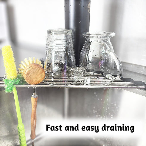 Roll Up Sponge Holder for Counter, Sink Organizer for Kitchen, Bathroom, Laundry Room, 304-Stainless Steel Sink Organizer for Sponge, Brush, Scrub...