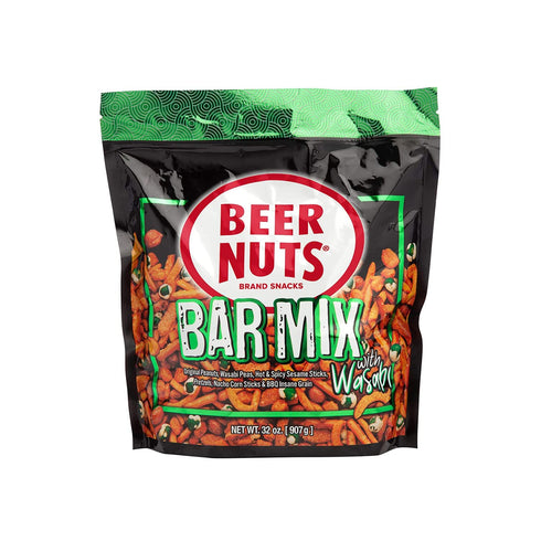 BEER NUTS Bar Mix w/Wasabi - Pretzels, Cheese Stix, Sesame Stix, Insane Grain & Wasabi Peas - 32oz Resealable Bag (Pack of 1)...