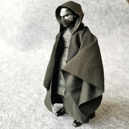 1:12 Scale Fabric Cape Robe with Hat for 6" Bandai SHF Figma Body Doll Action Figure (no Figure) (Black L Sleeve)...