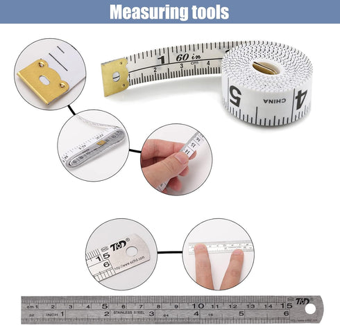 MILUSONG 9-in-1 Basic Portable Tools Kit Includes Scissors, Utility Knife, Craft Knife, Ruler, Tape Measure, Sewing Scissors, Tweezers toos Set fo...