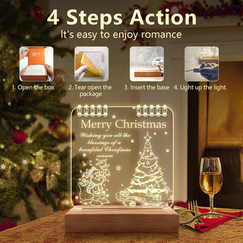 QUIGO Christmas Decorations Gifts Wooden Desk Lamp Table Lamp Led Lights Night Light Bedroom Home Living Room Decor Aesthetic for Friends Men Wome...